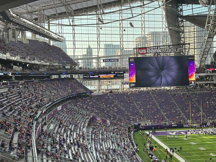 U.S. Bank Stadium about an hour before kickoff.